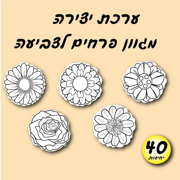 מארז 36 ערכת יצירה מגוון פרחים לצביעה