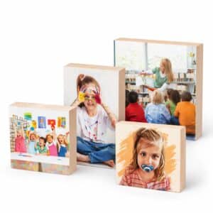 תמונה מודפסת על בלוק עץ בגדלים שונים לגן ילדים